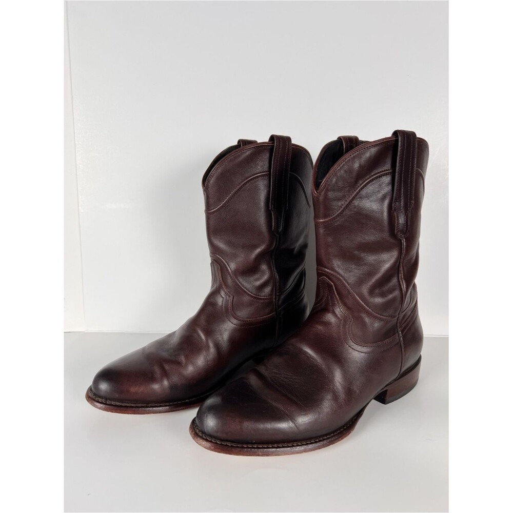Tecovas Earl Men's 9.5 EE Wide Brown Leather Roper Western Cowboy Boots
